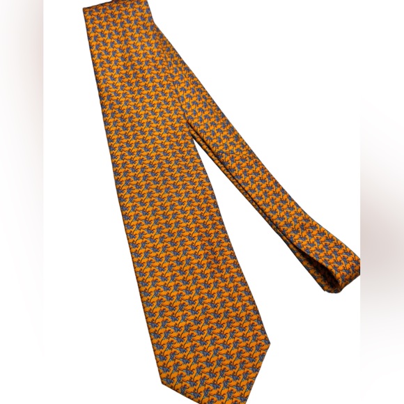 Robert Talbott big & tall men’s orange insect crickets print silk necktie - Picture 1 of 8